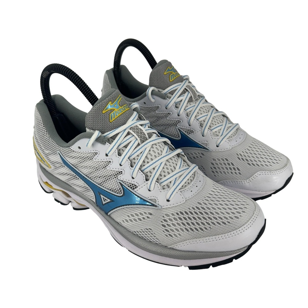 Mizuno Wave Rider 20 Shoes Womens Size 7.5 White Blue Yellow Running‎ Sneakers